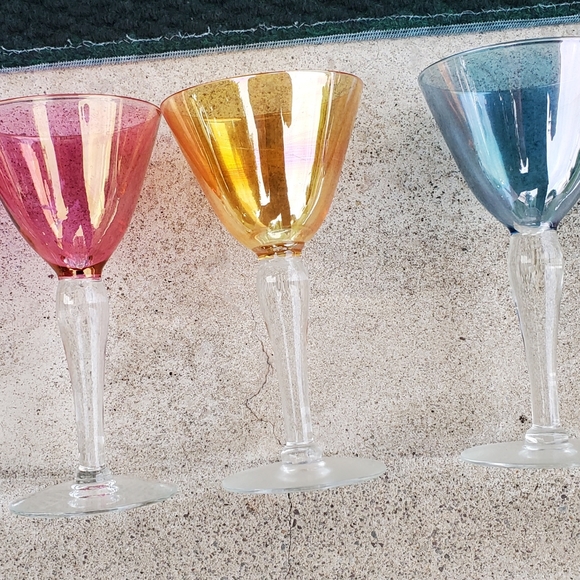 5 Wine/cordial Glasses 💙💛💜 - Picture 2 of 8